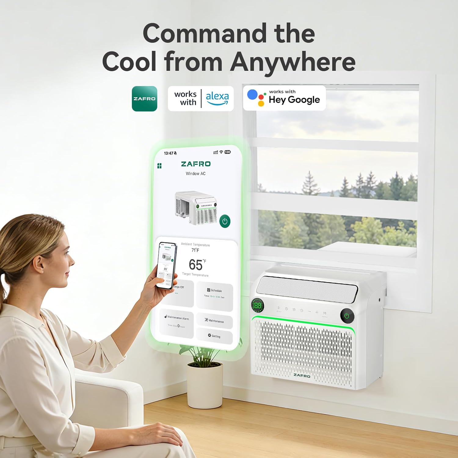 ZAFRO 10,000 BTU U-Shaped Smart Inverter Window Air Conditioner Cools Up To 450 sq. ft.