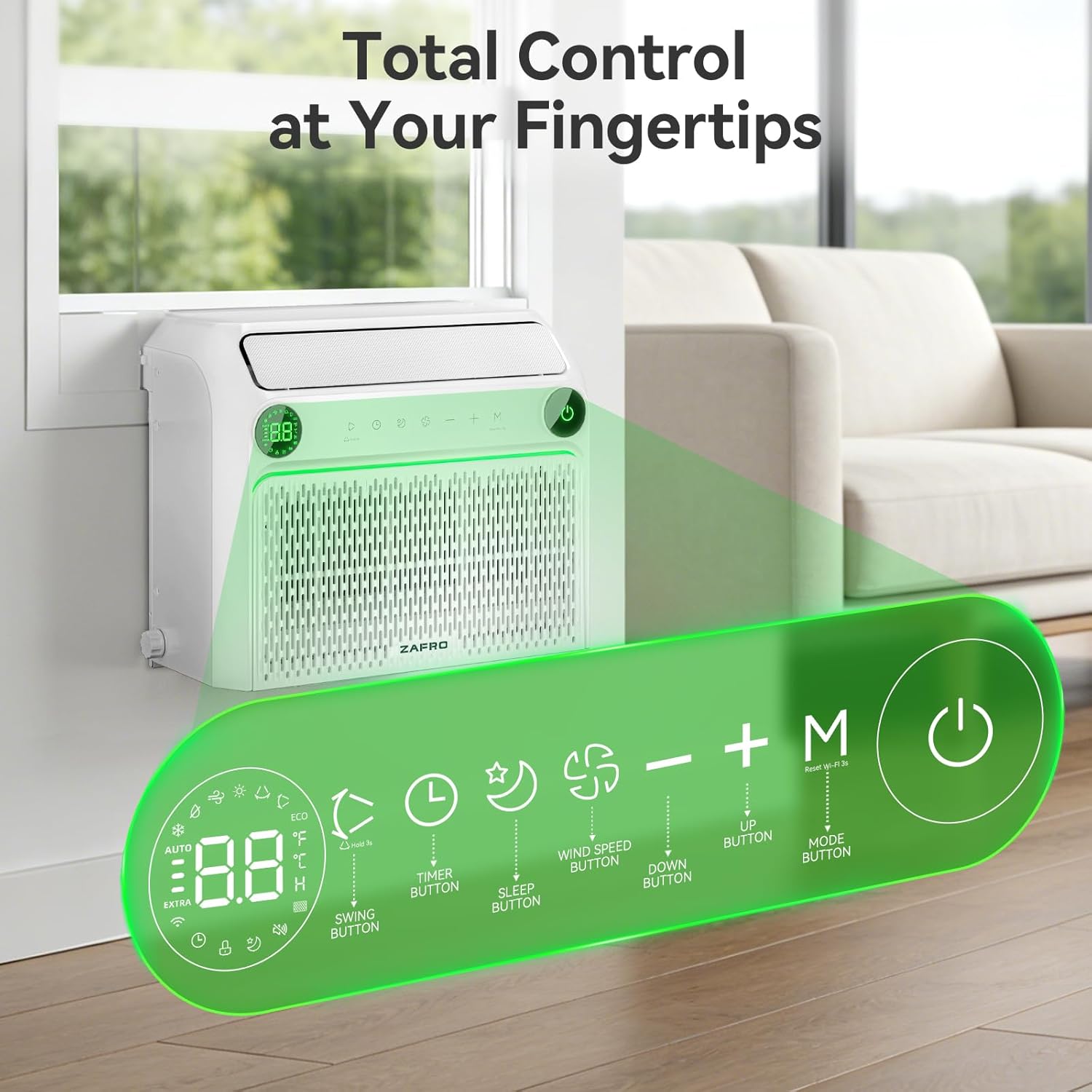 ZAFRO 10,000 BTU U-Shaped Smart Inverter Window Air Conditioner Cools Up To 450 sq. ft.