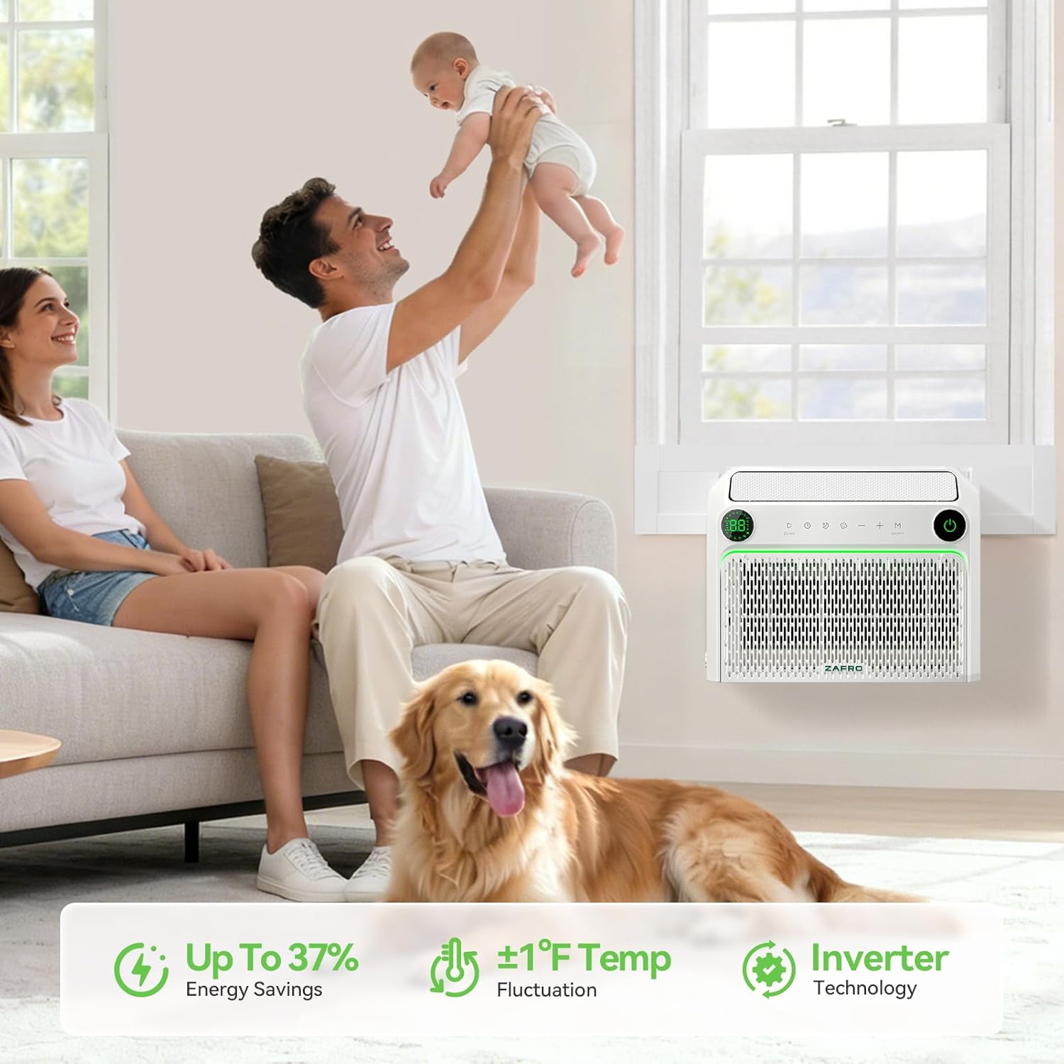 ZAFRO 12,000 BTU U-Shaped Smart Inverter Window Air Conditioner Cools Up To 550 sq. ft.