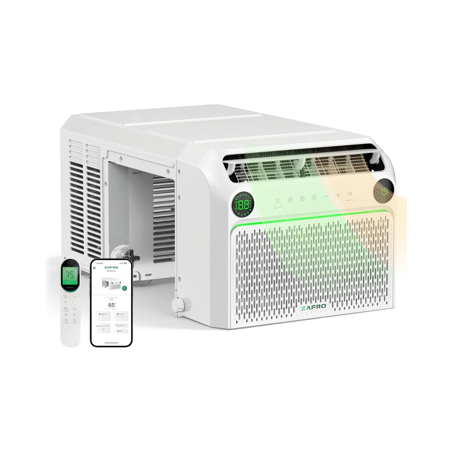ZAFRO 12,000 BTU U-Shaped Smart Inverter Window Air Conditioner with Heat for Rooms Up To 550 sq. ft.