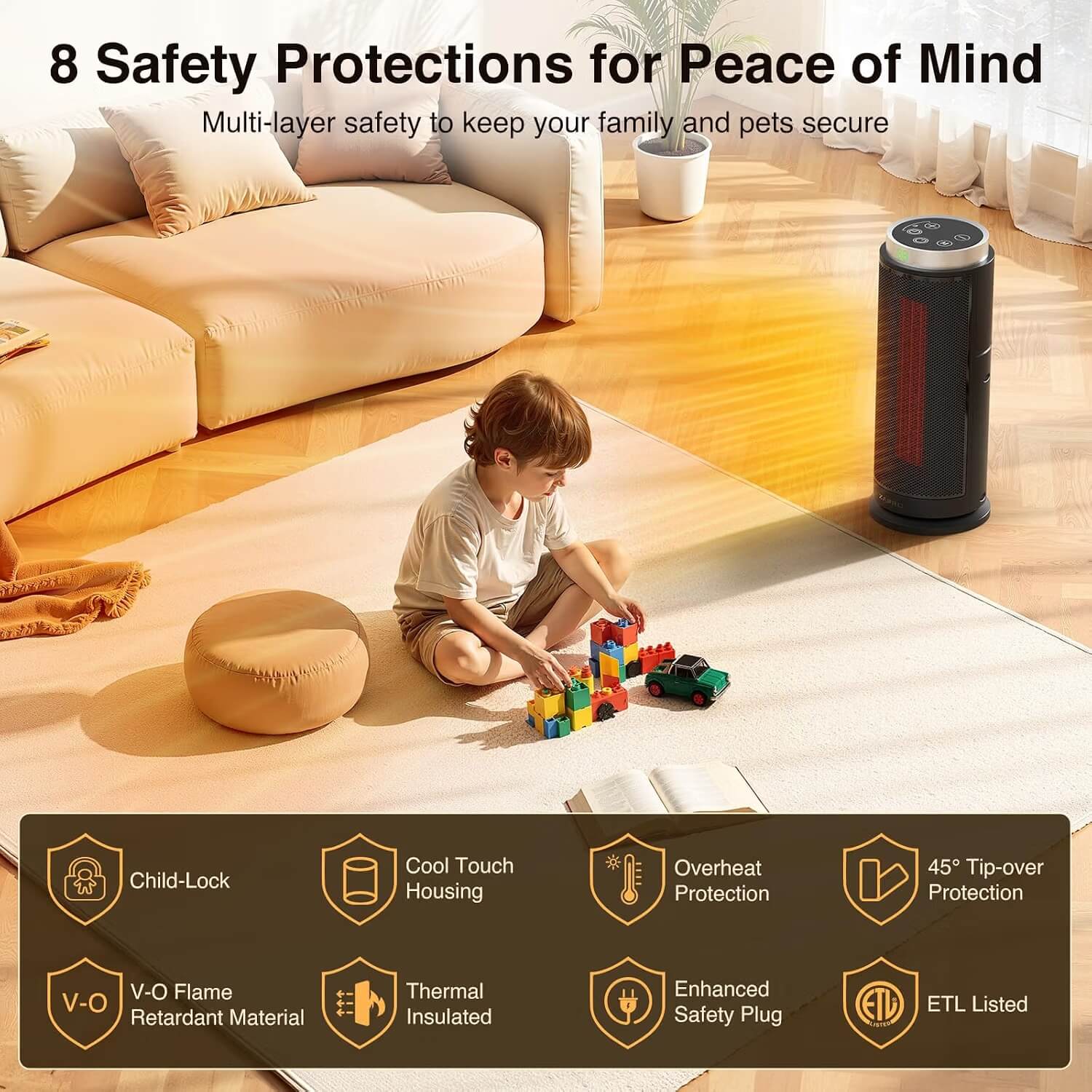 ZAFRO Tower Electric Space Heater with Thermostat