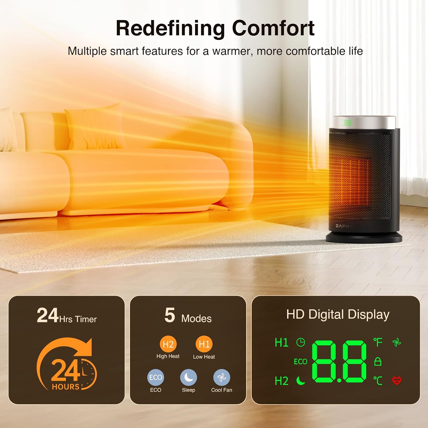 ZAFRO Tower Electric Space Heater with Thermostat
