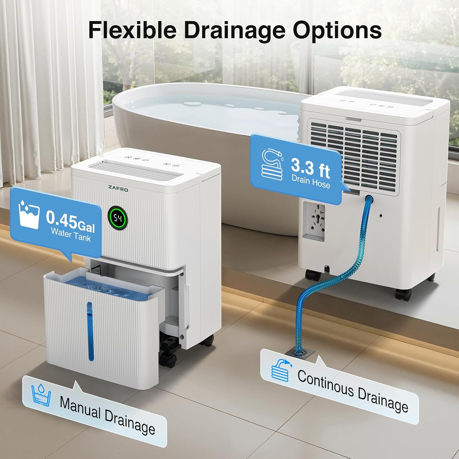 ZAFRO 21 Pints Dehumidifier for Home & Basement, Covers Up to 1,600 sq. ft.