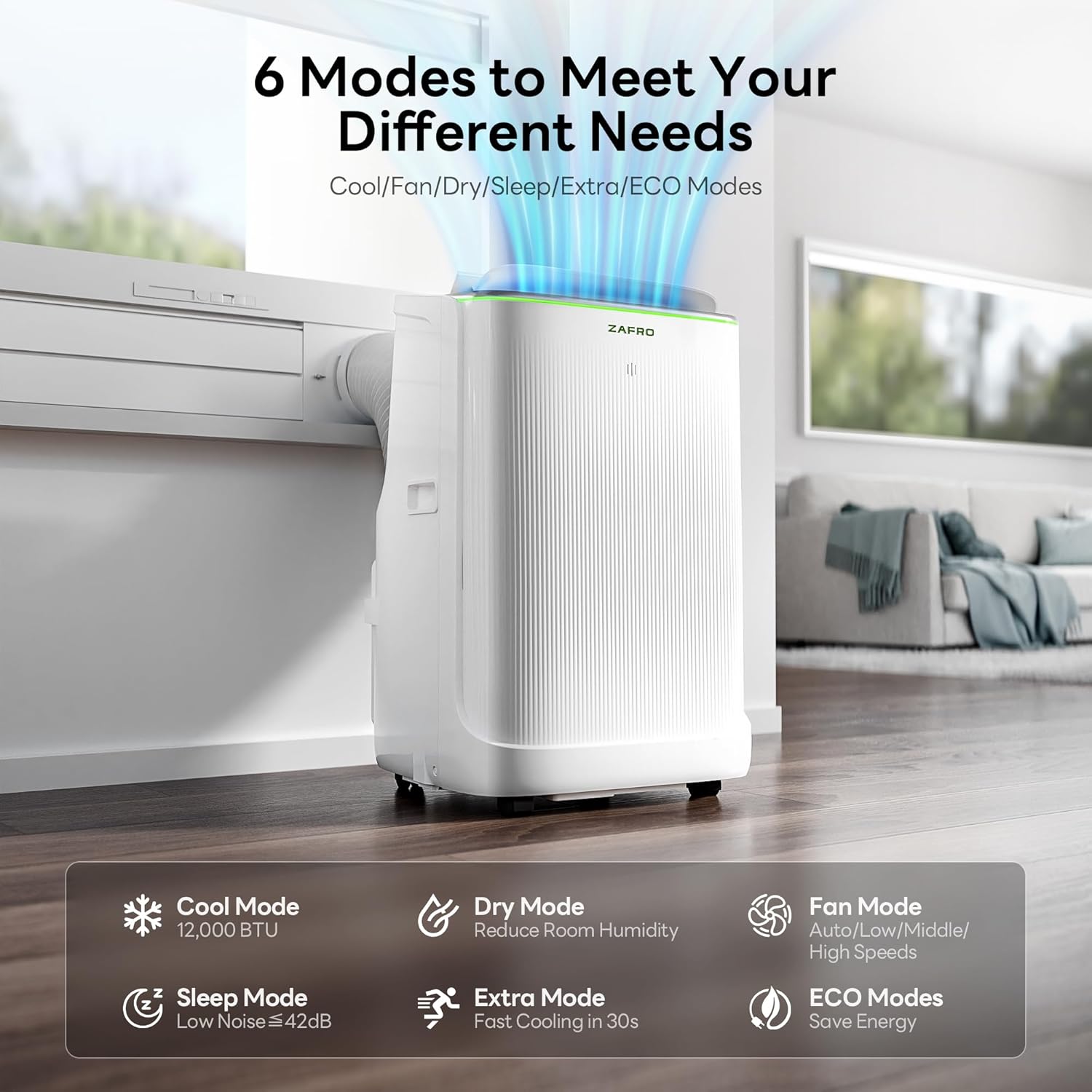 ZAFRO 12,000 BTU Dual Hose Portable Air Conditioner