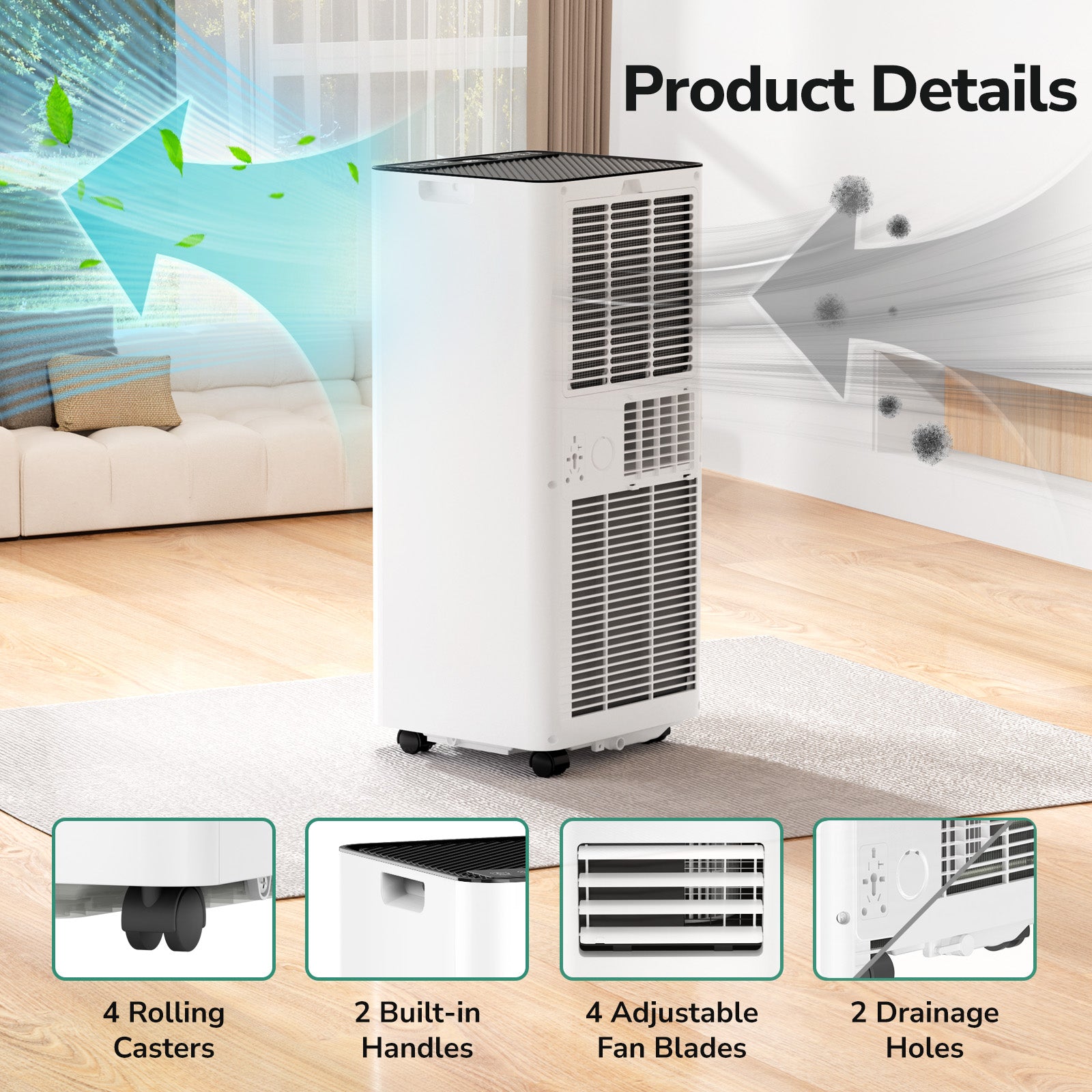 ZAFRO 10,000 BTU (6,000 BTU SACC) Portable Air Conditioner Cools Up To 300 sq. ft.