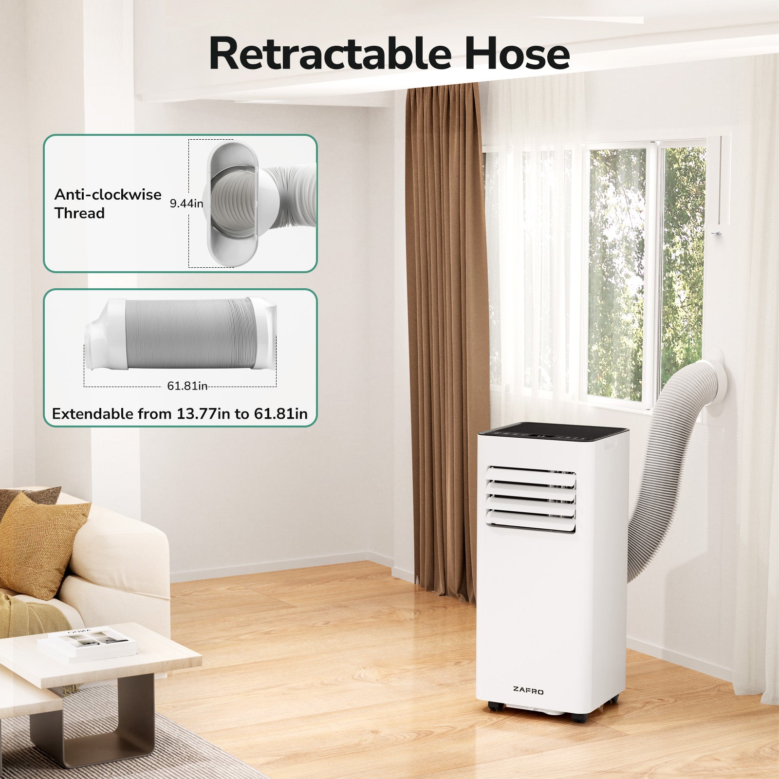 ZAFRO 8,000 BTU (5,000 BTU SACC) Portable Air Conditioner Cools Up To 250 sq. ft.