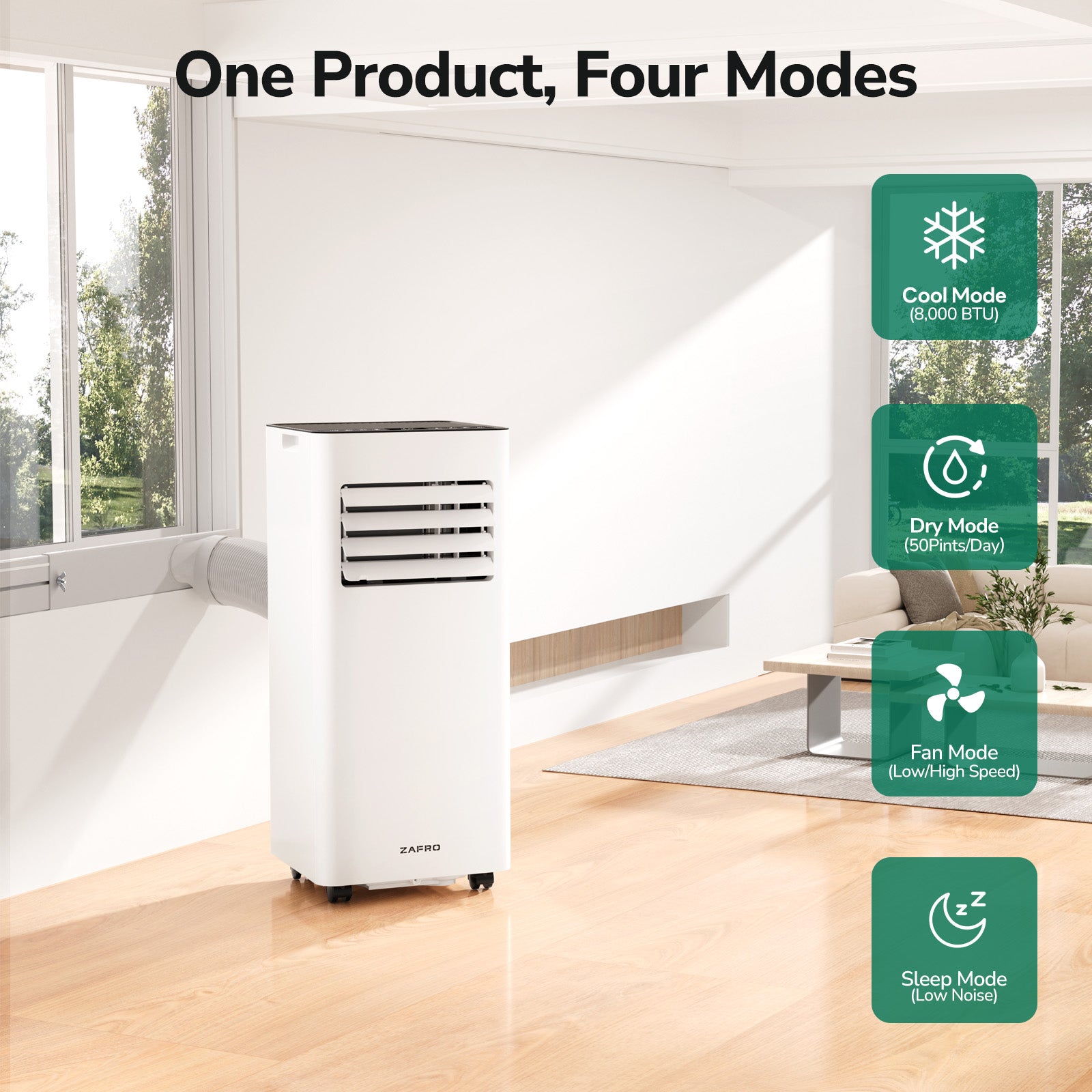ZAFRO 8,000 BTU (5,000 BTU SACC) Portable Air Conditioner Cools Up To 250 sq. ft.