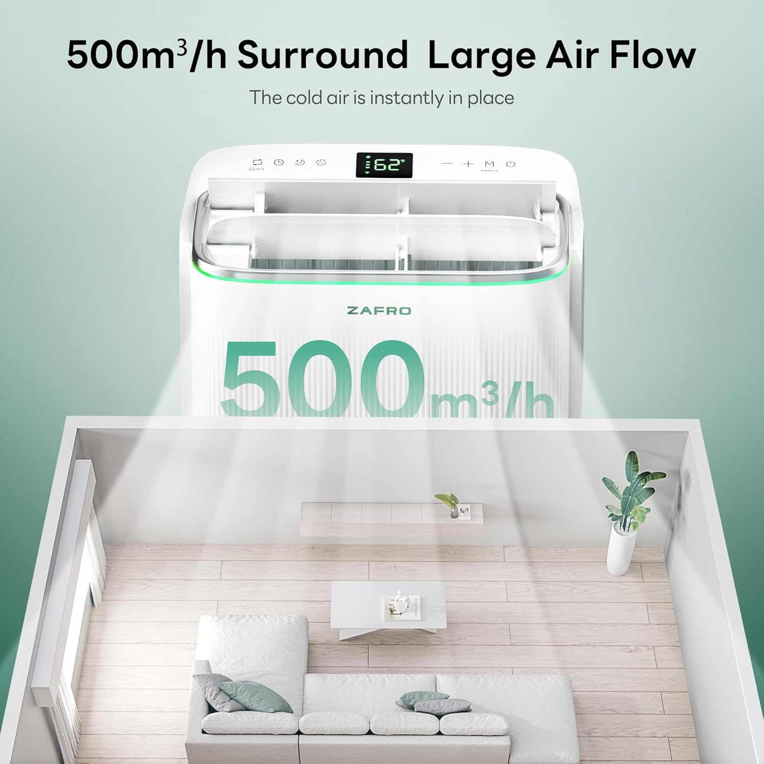 ZAFRO 16,000 BTU (12,000 BTU SACC) Portable Air Conditioner - 500m³/h Surround Large Air Flow