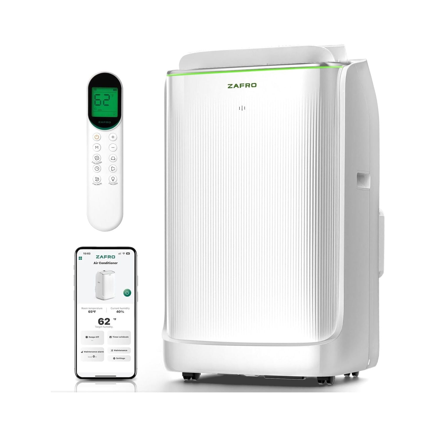 ZAFRO 16,000 BTU (12,000 BTU SACC) Smart Inverter Portable Air Conditioner Cools Up To 600 sq. ft.