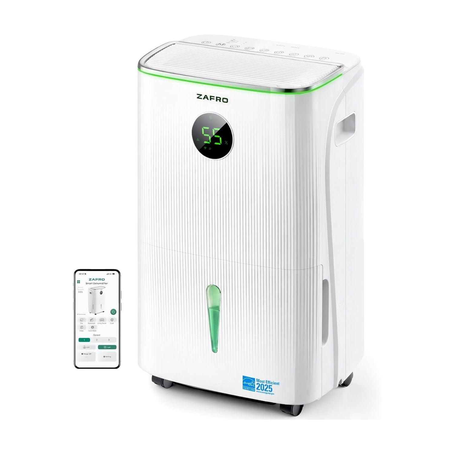 ZAFRO 150 Pints Smart Dehumidifier with Drain Hose, ENERGY STAR® Most Efficient 2025, Covers Up to 7,500 sq. ft.